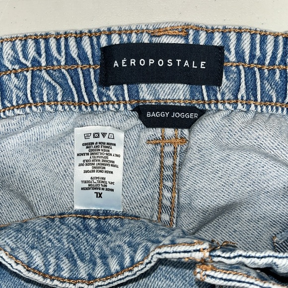 Aeropostale Size XL Blue Denim 6 Pocket Cargo Baggy Jogger Jeans - Picture 5 of 5